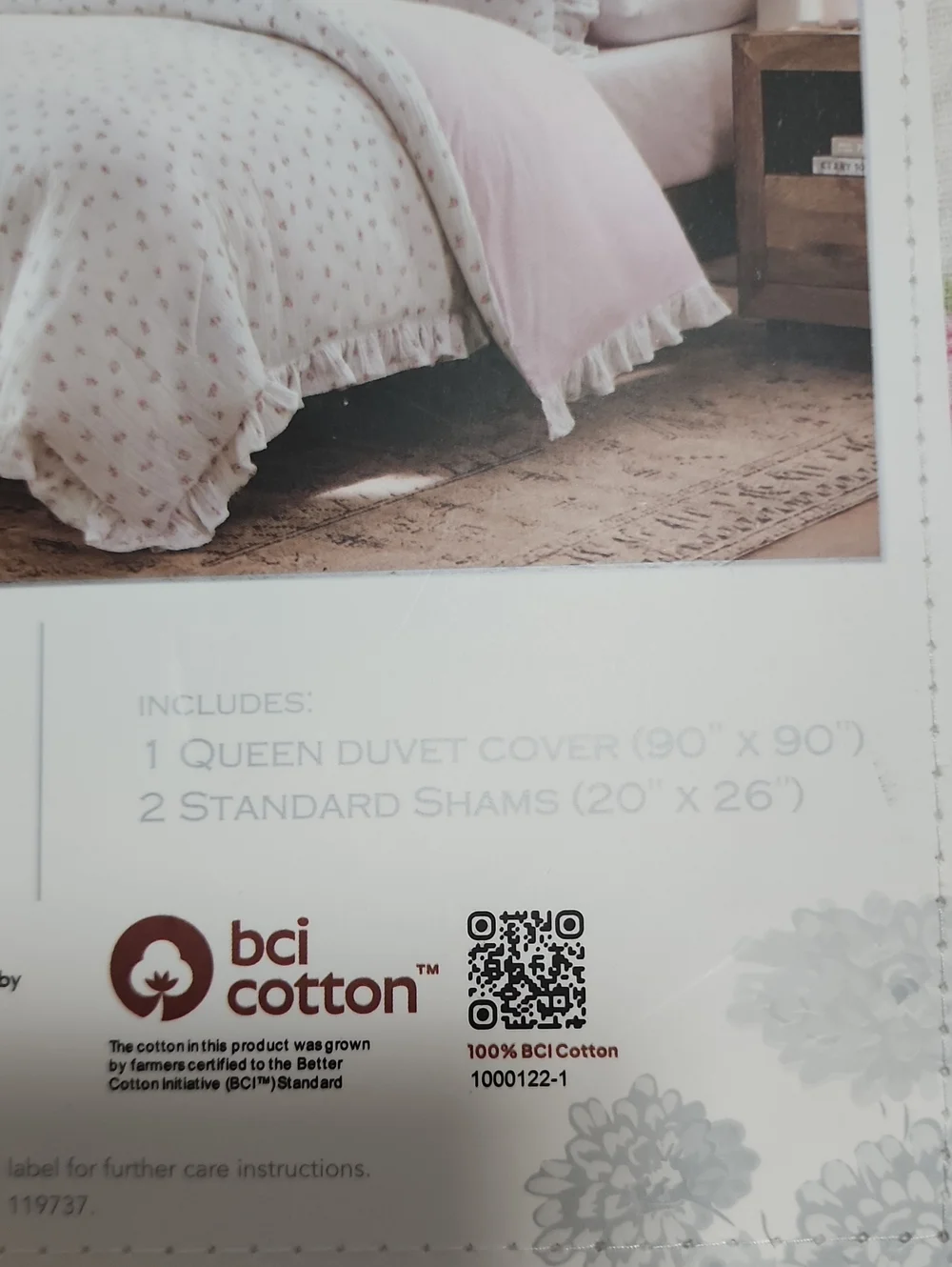 SET Shabby Chic Gauze Cotton Pink Rose Bud Print Duvet Cover + 2 Pillow Covers